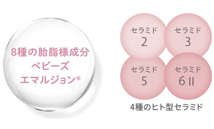 8種類の胎脂様成分ベビーズエマルジョン® 4種のヒト型セラミド