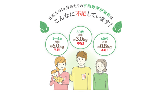 日本人の１ヶ月あたりの平均野菜摂取量