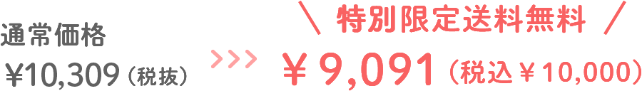 通常価格 ￥10,309（税抜）→特別限定送料無料 ￥9,091（税込￥10,000）