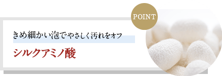 きめ細かい泡でやさしく汚れをオフ シルクアミノ酸