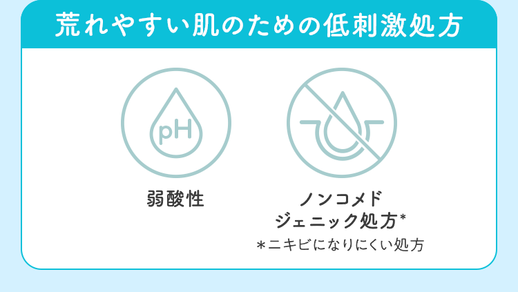 荒れやすい肌のための低刺激処方 [弱酸性] [ノンコメド ジェニック処方＊ ＊ニキビになりにくい処方]