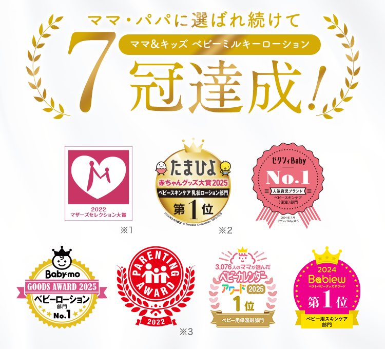ママ・パパに選ばれ続けて7冠達成!