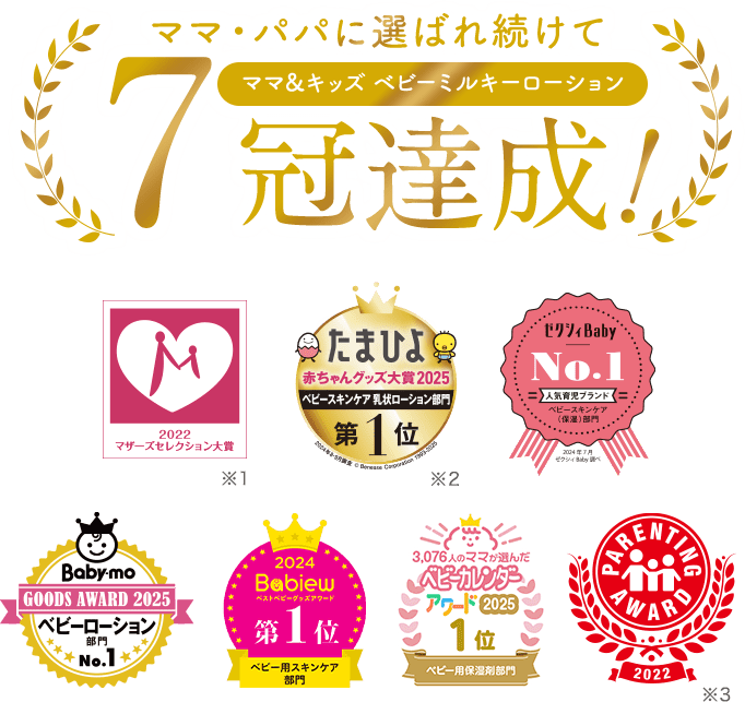 ママ・パパに選ばれ続けて7冠達成！