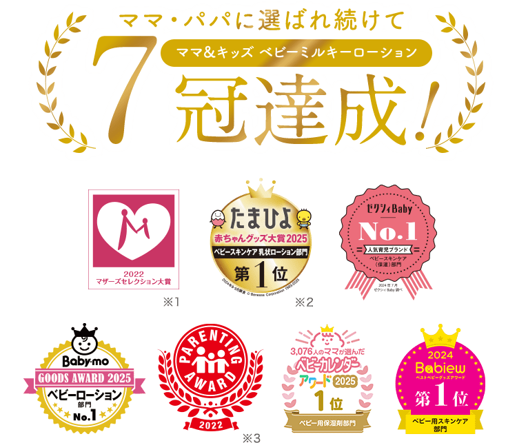 ママ・パパに選ばれ続けて6冠達成!