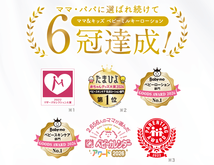 ママ・パパに選ばれ続けてママ＆キッズ ベビーミルキーローション 7冠達成!