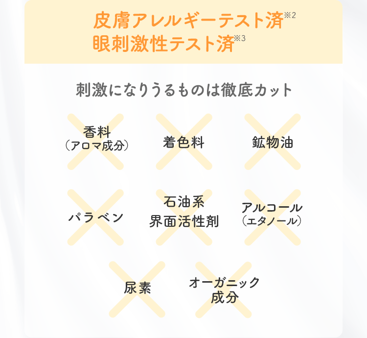 皮膚アレルギーテスト済 眼刺激性テスト済