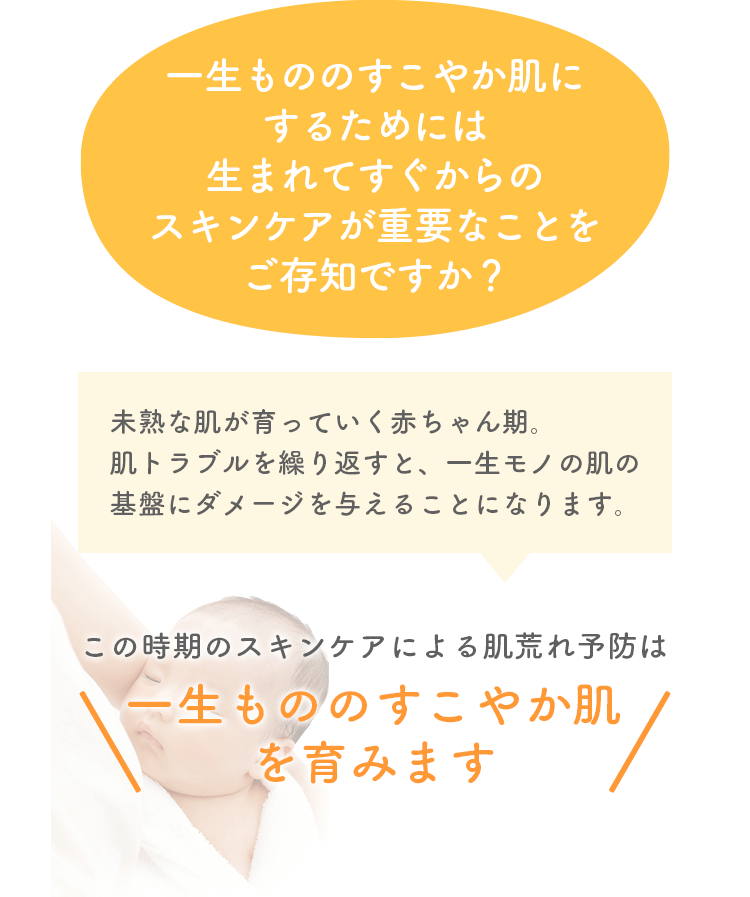 一生もののすこやか肌にするためには生まれてすぐからのスキンケアが重要なことをご存知ですか？