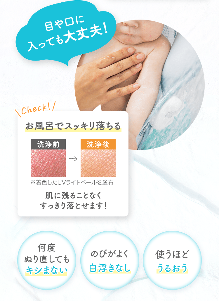 目や口に入っても大丈夫！ 何度ぬり直してもキシまない のびがよく白浮きなし 使うほどうるおう