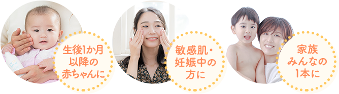 汗かきベビー＆キッズに　敏感肌・妊娠中の方に　家族みんなの1本に