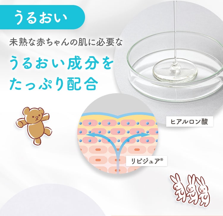 うるおい 未熟な赤ちゃんの肌に必要なうるおい成分をたっぷり配合