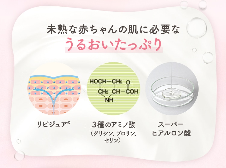未熟な赤ちゃんの肌に必要なうるおいたっぷり
