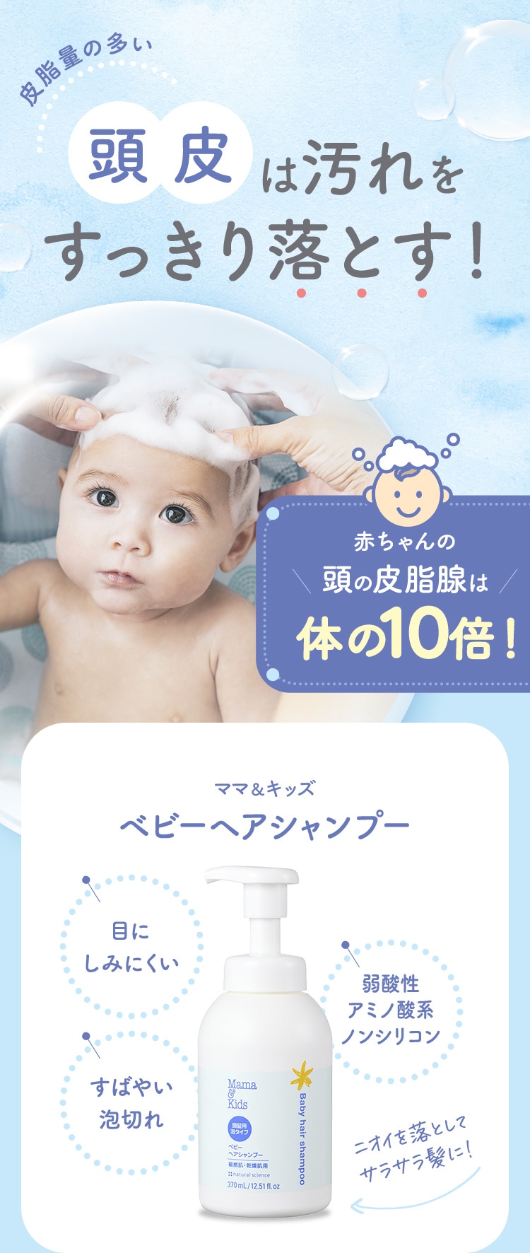 頭皮は汚れをすっきり落とす！