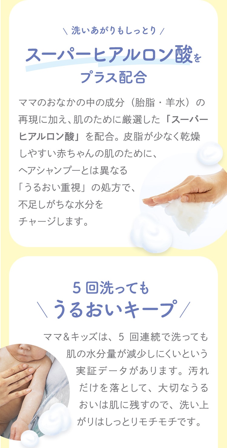 洗いあがりもしっとり スーパーヒアルロン酸をプラス配合