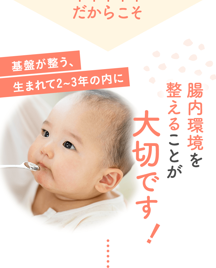 だからこそ基盤が整う、生まれて2~3年の内に腸内環境を整えることが大切です