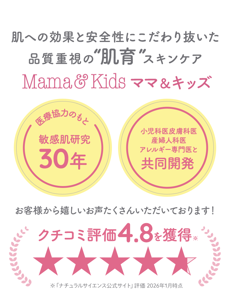 肌への効果と安全性にこだわり抜いた品質重視の“肌育”スキンケア ママ＆キッズ