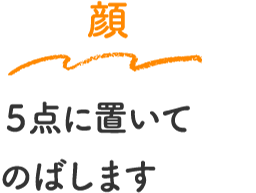 顔　５点に置いてのばします