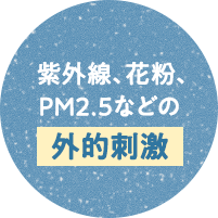 紫外線、花粉、PM2.5などの外的刺激