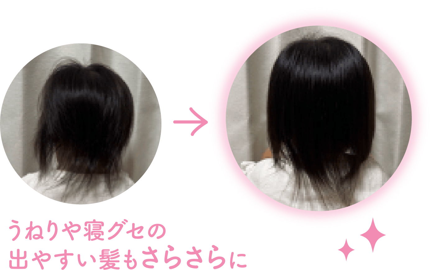 うねりや寝グセの出やすい髪もさらさらに