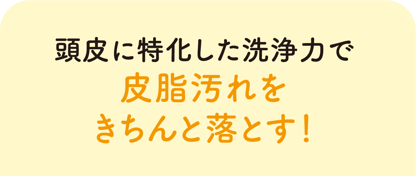 頭皮に特化した洗浄力で皮脂汚れをきちんと落とす！