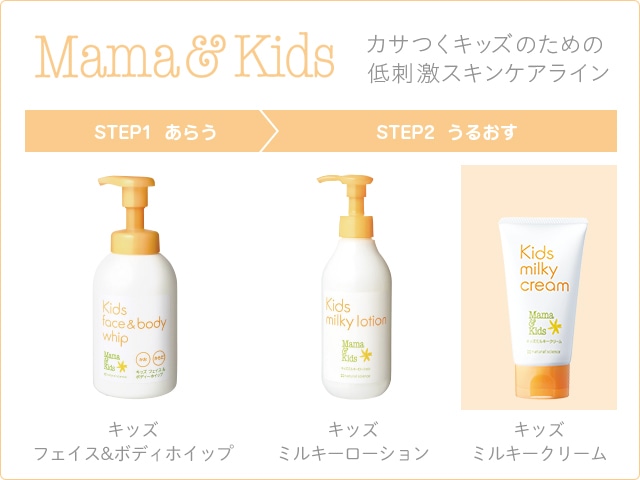 ママ&キッズ カサつくキッズのための低刺激スキンケアライン キッズミルキークリーム