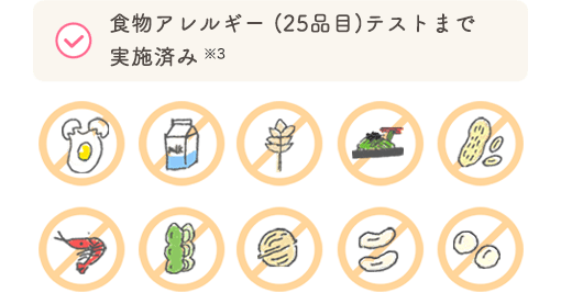 食物アレルギーテストまで実施済み