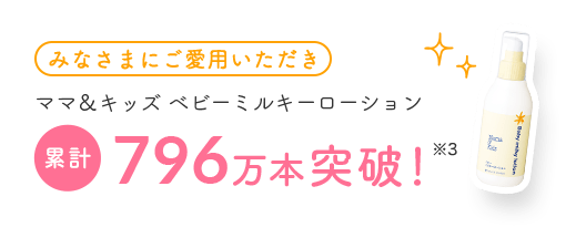 [みなさまにご愛用いただき] ママ＆キッズ ベビーミルキーローション 累計609万本突破！