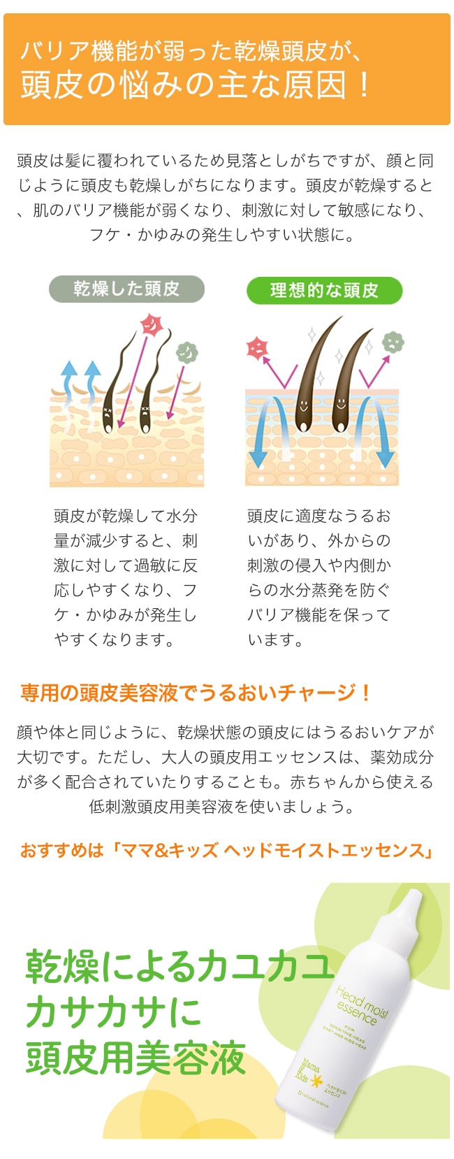 乾燥によるカユカユ カサカサに 頭皮用美容液