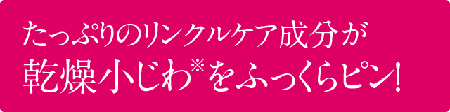 リンクルケア成分たっぷり シワを底上げ！