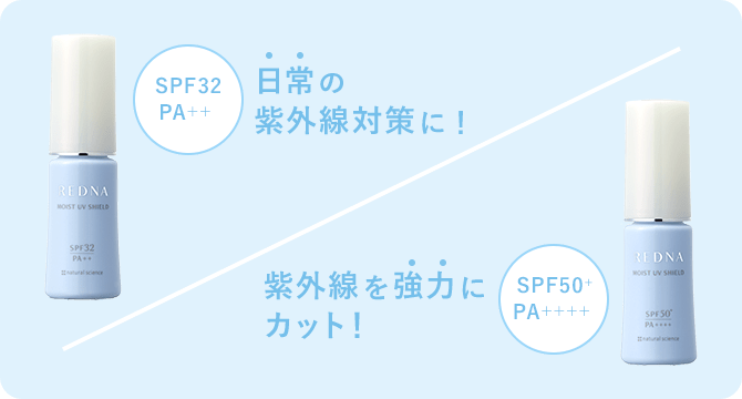 SPF32 PA++ 日常の紫外線対策に! SPF50+ PA++++ 紫外線を強力にカット!