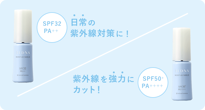 SPF32 PA++ 日常の紫外線対策に！ SPF50+ PA++++ 紫外線を強力にカット！