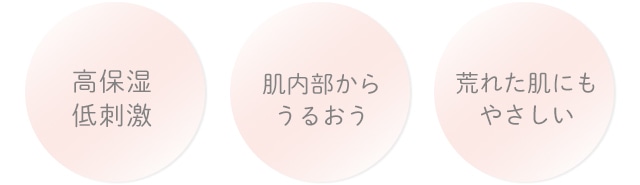 高保湿低刺激・肌内部からうるおう・荒れた肌にもやさしい