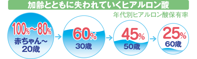 加齢とともに失われていくヒアルロン酸