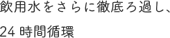 飲用水をさらに徹底ろ過し、24時間循環