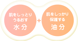 イメージ図:しっとりうるおす水分プラスしっかり保護する油分