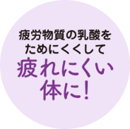 疲労物質の乳酸を ためにくくして 疲れにくい 体に！