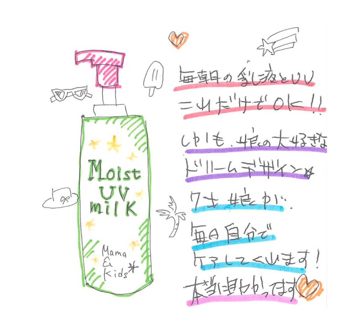 毎日の乳液とUVこれだけでOK！しかも、娘の大好きなドリームデザイン☆7才娘が毎日自分でケアしてくれます。本当に助かってます♡