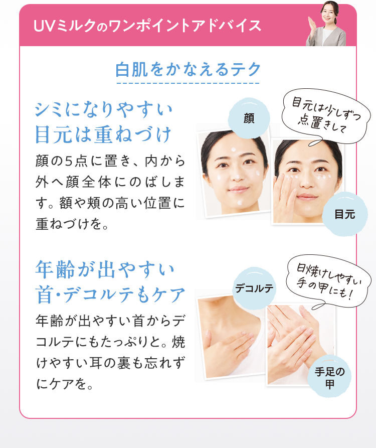 UVミルクのワンポイントアドバイス