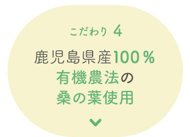 こだわり 4 鹿児島県産100% 有機農法の桑の葉使用