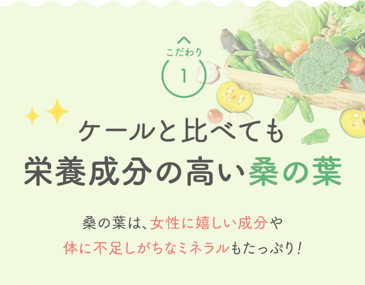 こだわり1 ケールと比べても栄養成分の高い桑の葉