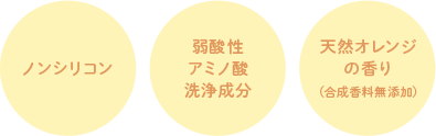 ノンシリコン・弱酸性アミノ酸洗浄成分・天然オレンジの香り（合成香料無添加）