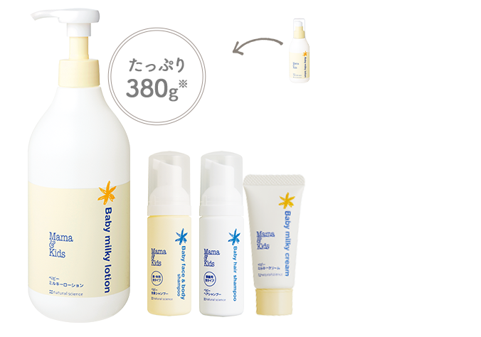 ママ＆キッズ ベビーミルキーローション お得用&ミニボトルセット