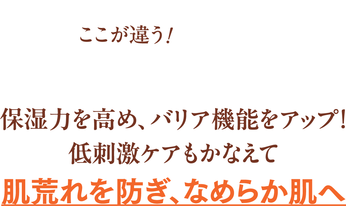 [ここが違う！02]保湿力を高め、バリア機能をアップ！低刺激ケアもかなえて肌荒れを防ぎ、なめらか肌へ
