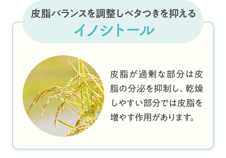皮脂バランスを調整しベタつきを抑えるイノシトール